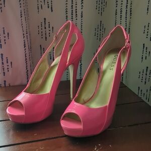 Guess Hot Pink Peep Toe Heels
